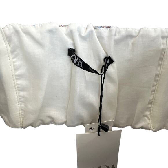 Zara Tweed Bustier Top Pink Blue XL Plaid Checkered Metallic Threading Crop Top - Picture 10 of 12